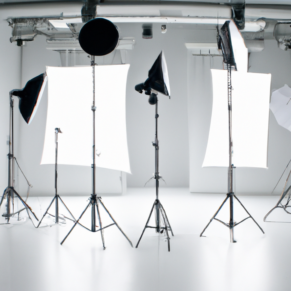 Clean bright photo studio interior with cyclorama and soft diffused light