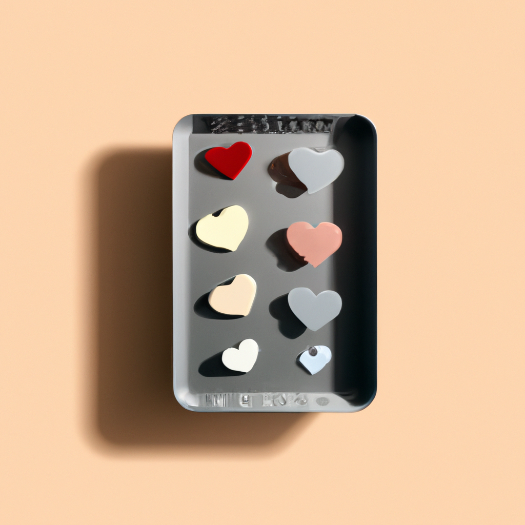 Empty favourites tray illustration with heart icons and neatly arranged cards