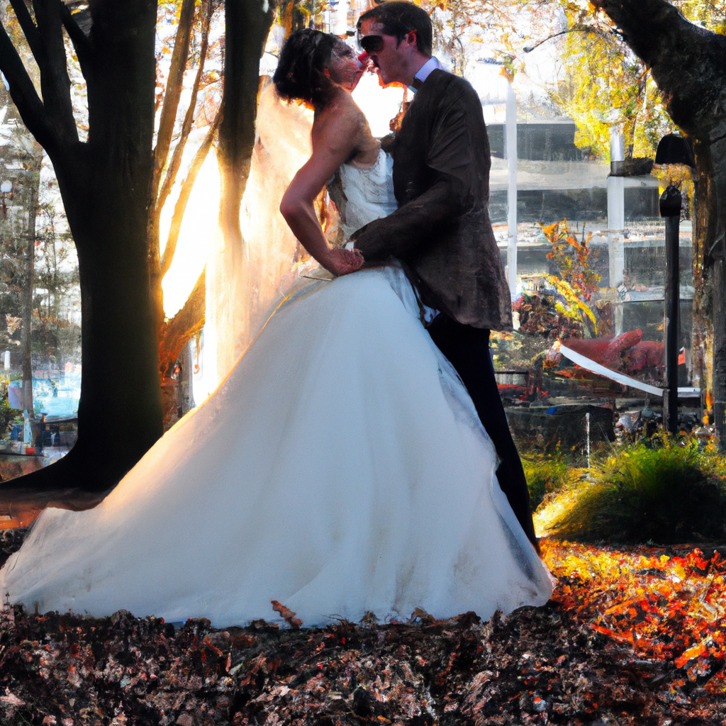 Candid natural-light wedding photo of bride and groom
